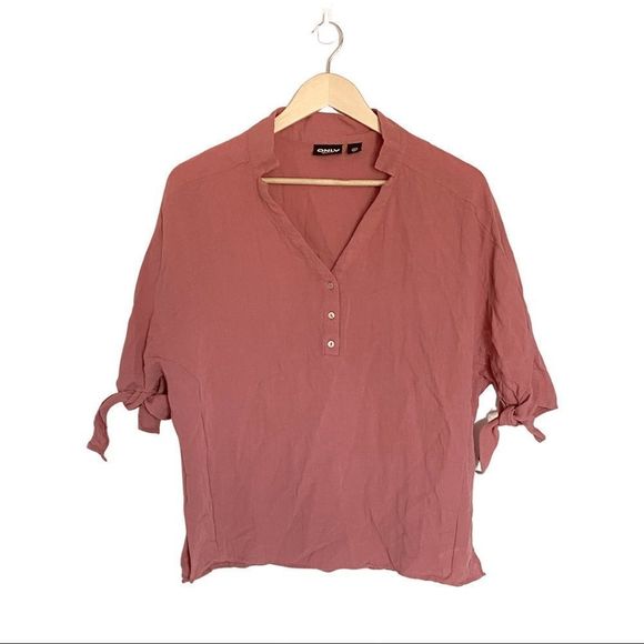 Only Tops - ONLY, pink relaxed peasant shirt sz medium